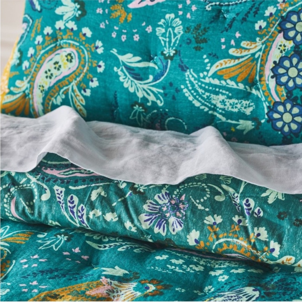 QUEEN Anthropologie Iskra Paisley Quilt plus 2 shams